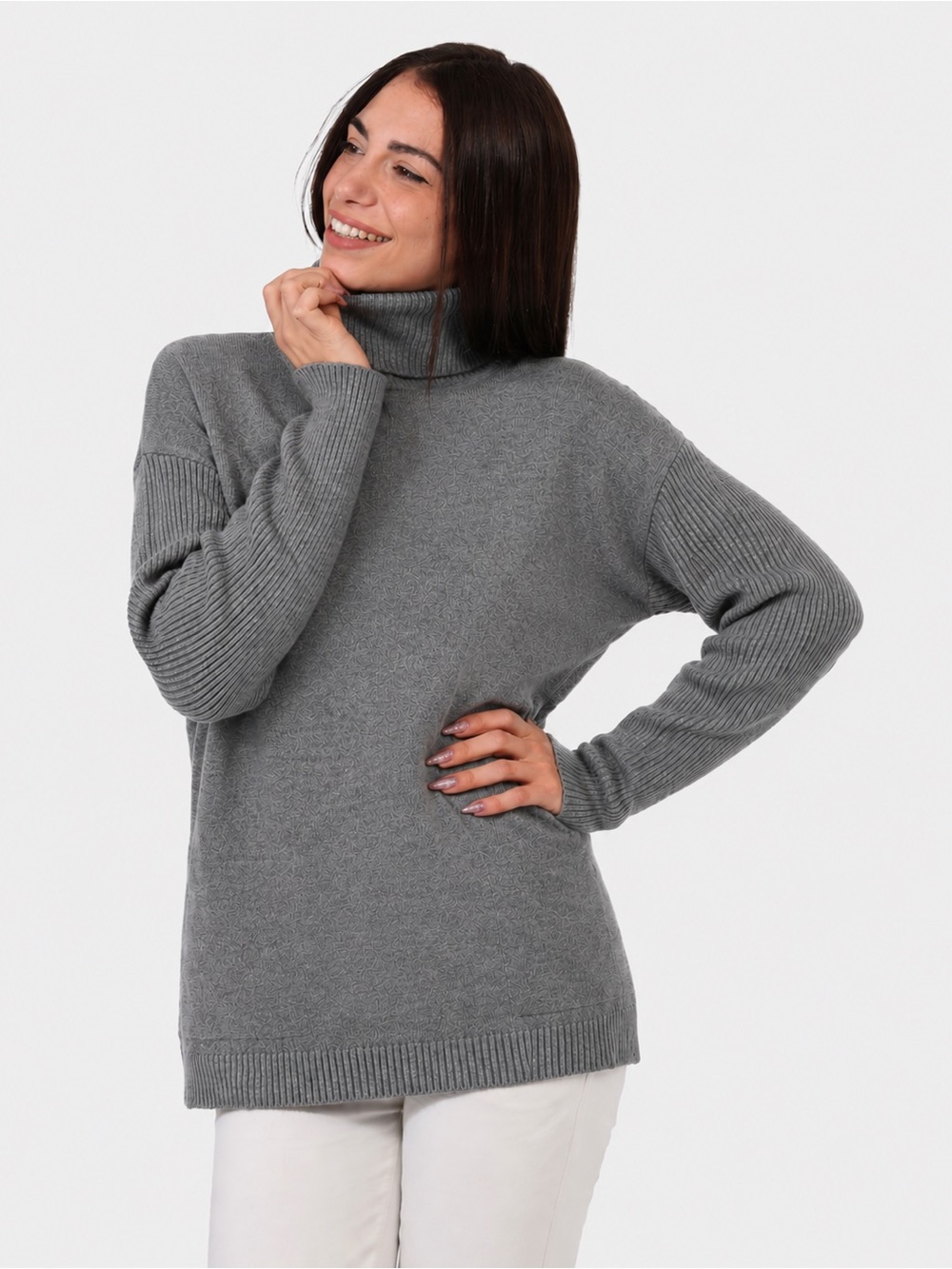 SANDRO FERRONE Sweet Size Turtle Neck Oversized Sweater Lightweight Top